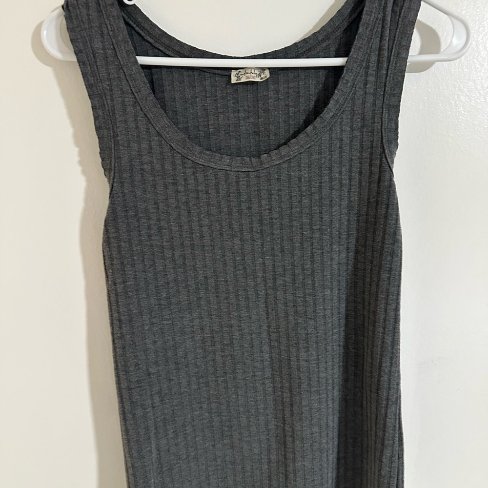 Free People Charcoal Ribbed Tank Top